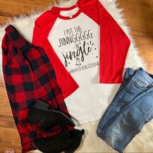 3/4 Length Christmas Themed Baseball T-Shirt!